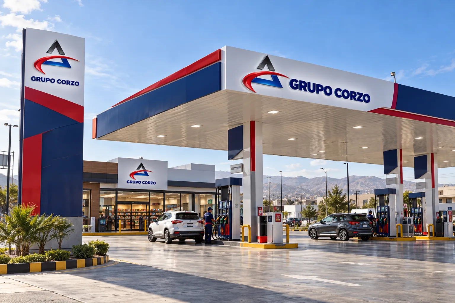 Estación de servicio Grupo Corzo con tienda y surtidores