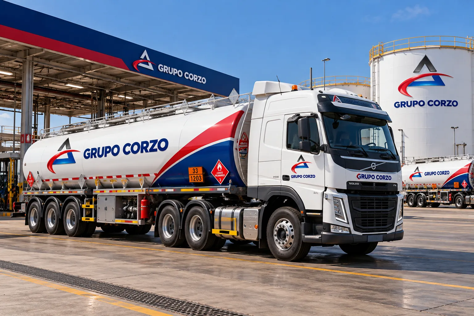 Camión cisterna de Grupo Corzo en la terminal de combustible